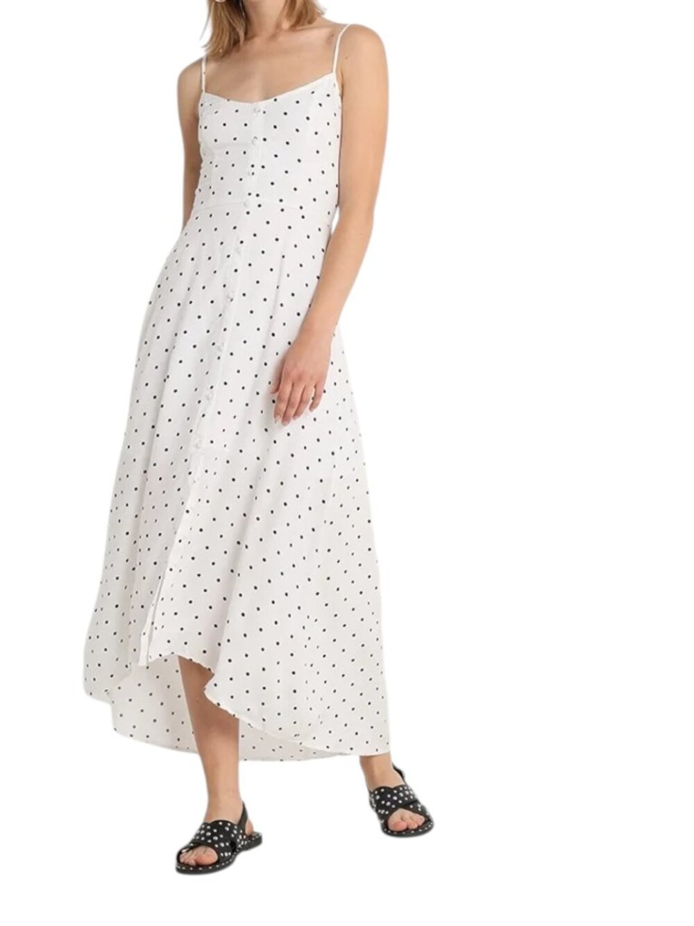 Hollister Flirty White Sundress with Black Polka Dots - Size S